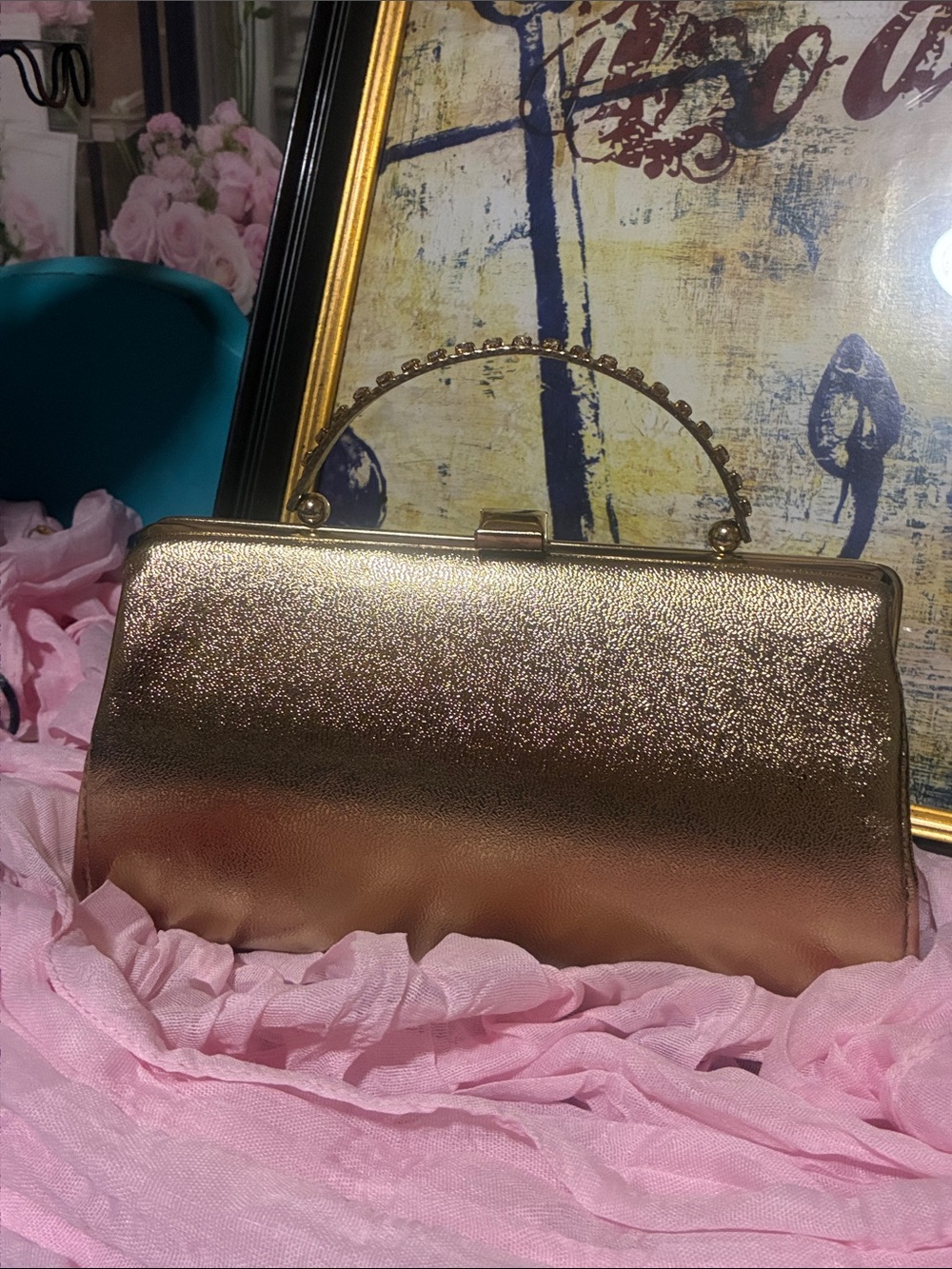 Gold Metallic Evening Clutch Handbag